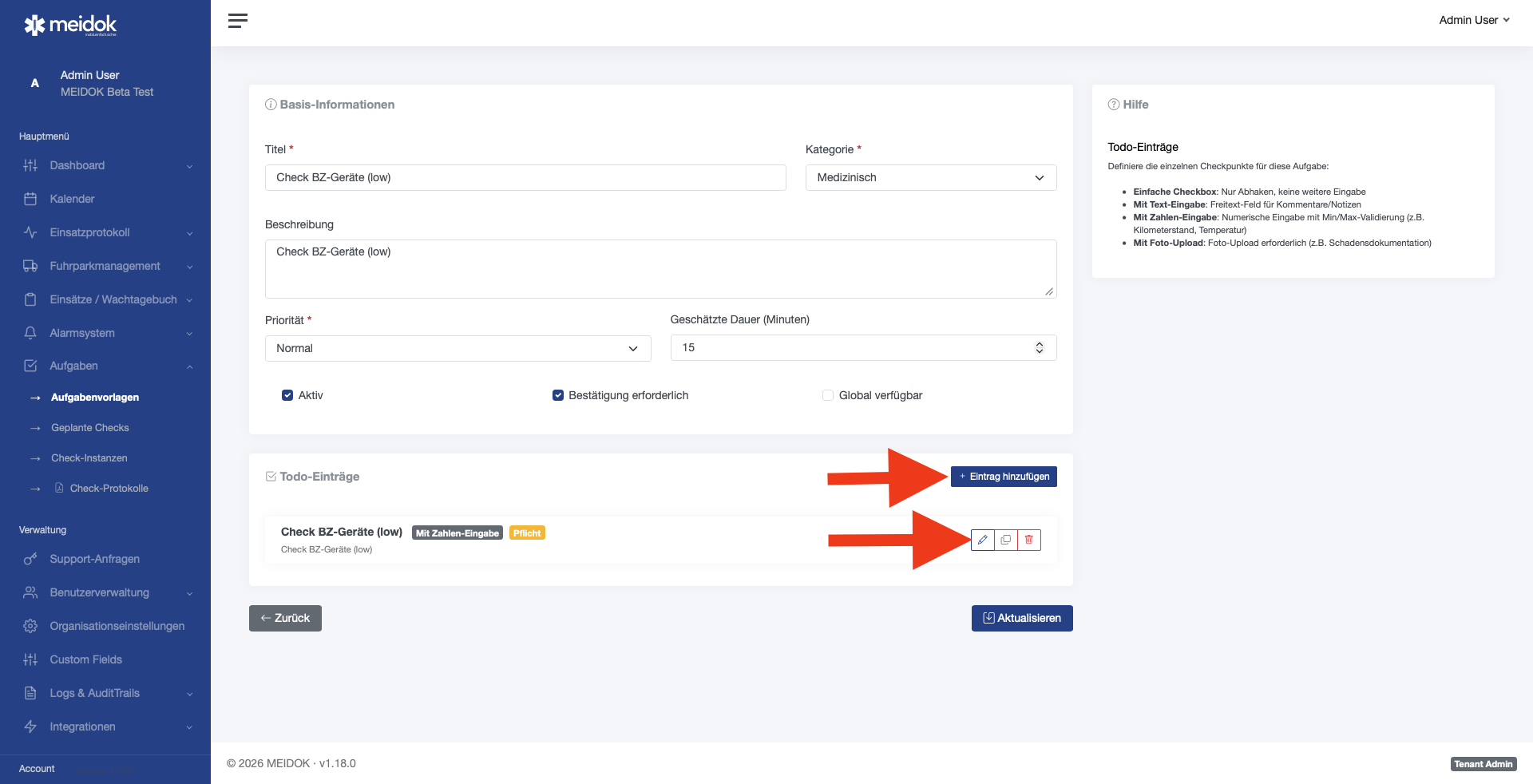 [SCREENSHOT-AUP-003] Dialogfenster zum Anlegen eines Todo-Eintrags vom Typ "Checkbox mit Zahlen-Eingabe"